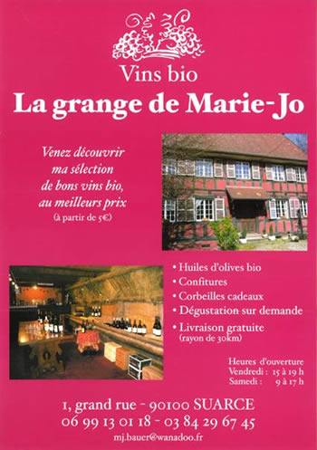La Grange de Marie-Jo, Vins bio, Suarce